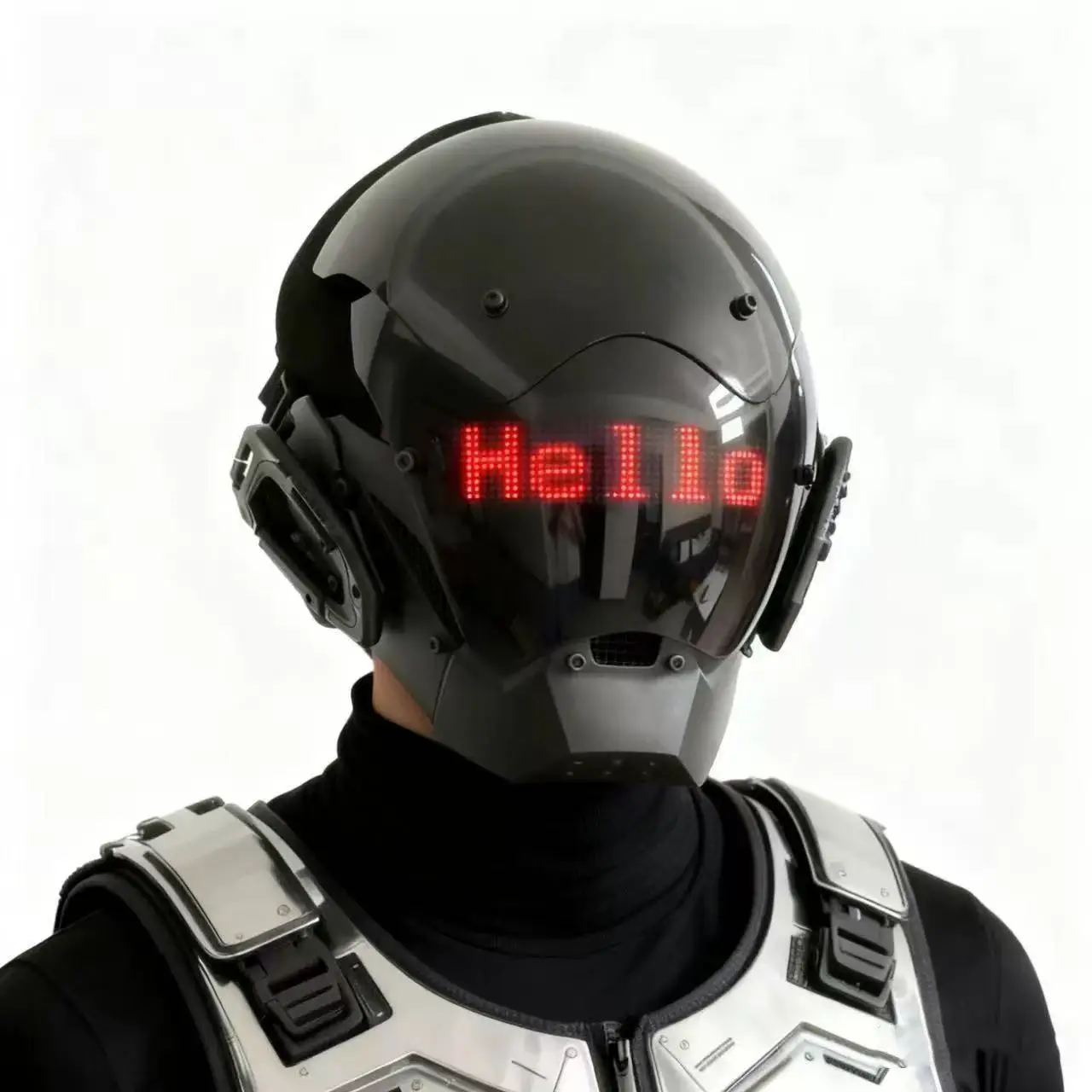 Cyberpunk Mask Adult Role Play Technology Sense Diy Text Led Light Technology Cosplay Mask