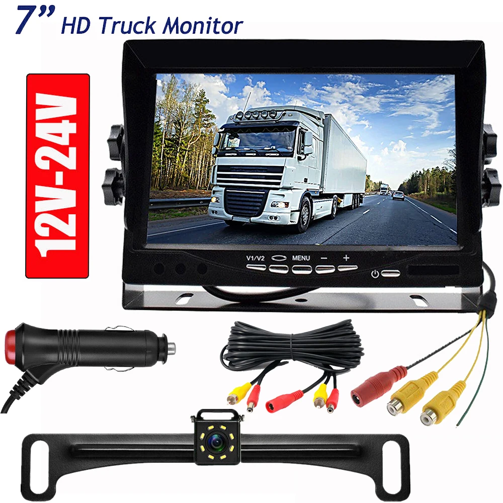 

7"Monitor +Wire Rear View Backup Camera Night Vision System For RV Truck Bus Parking Rearview Easy Installation Car Acesssories