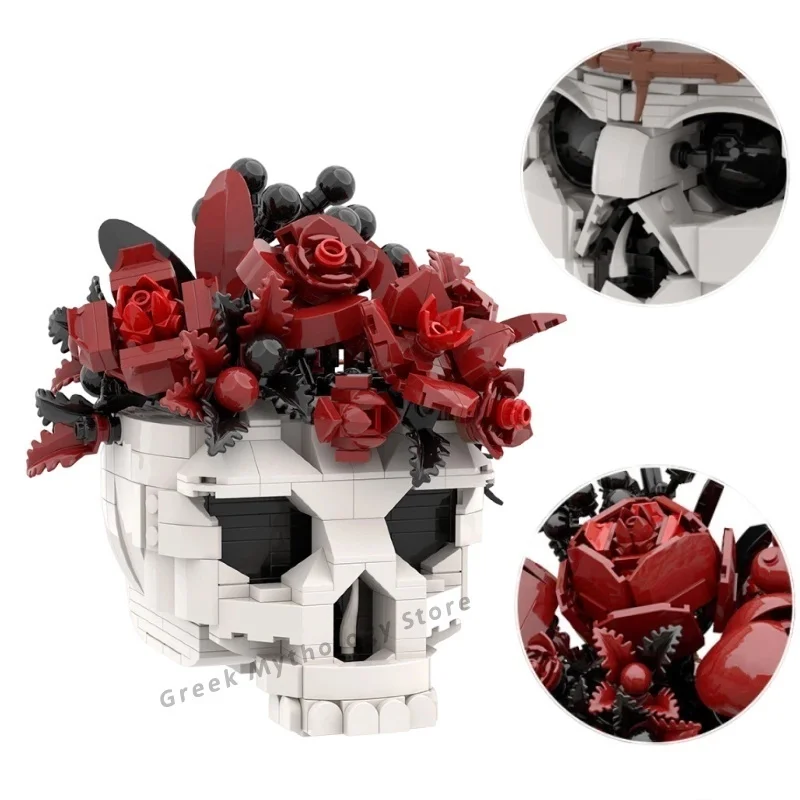 

MOC Skull Flower Small Version Building Block Model Toy Skull Flower Ornament Collection Building Block Model Toy For Kid Gift