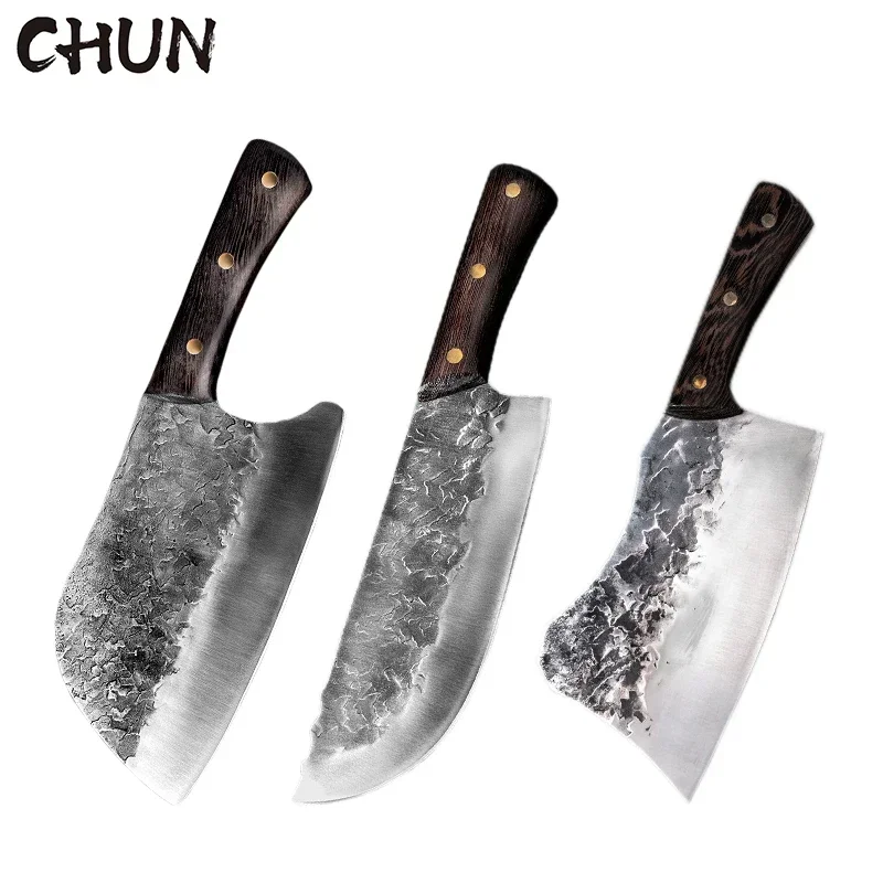 5CR15 Handmade Chopping Cleaver Butcher Knife High Carbon Steel Kitchen Chef Knife Sets Forged Blade Cooking Knives Set Cleaver