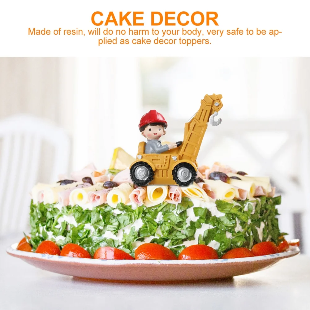 Construction Cake Decor Resin Mini Construction Vehicles For Birthday Party Boys Car Ornaments Kids Party Supplies