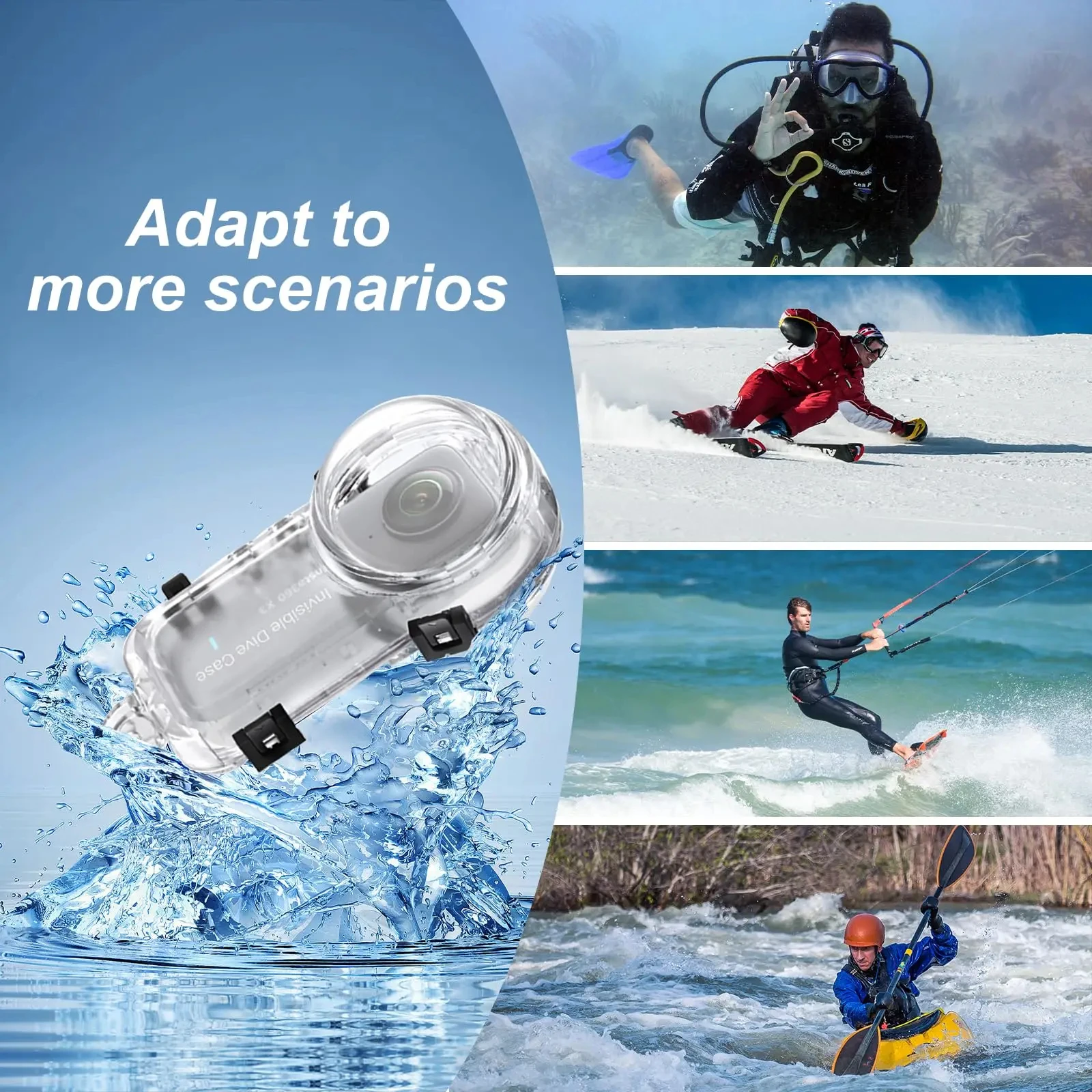 Funda de buceo para Insta 360 X4, carcasa impermeable para Insta360 X4, funda de buceo Invisible, accesorios de carcasa de buceo subacuática a 50M