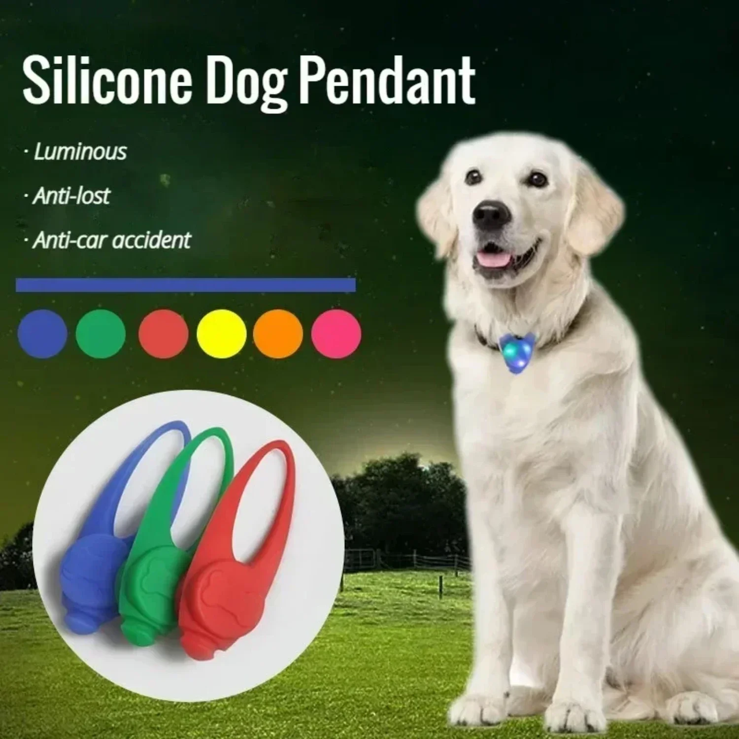 Stay stylish and safe during nighttime adventures with this vibrant Glow LED pet pendant collar, upgrading your pet's safety and