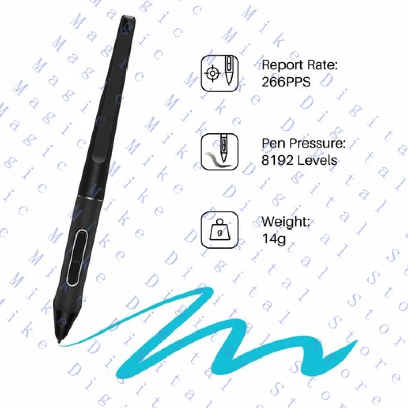 UU  PW517 Digital 8192 Pressure Stylus Pen+10 nibs For Huion Drawing Monitor Black