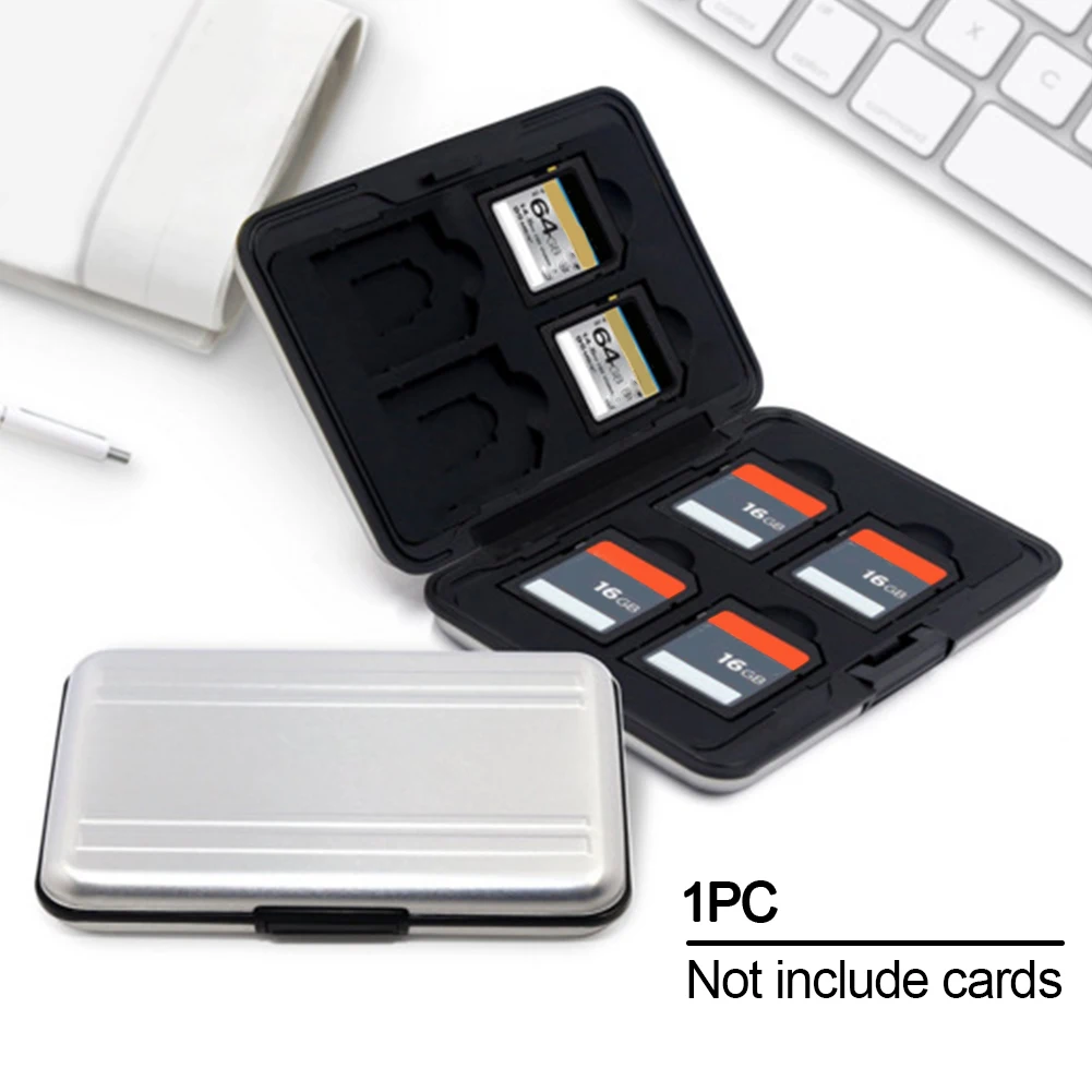 Storage Box Holder Organizer Waterproof Memory Card Portable With 8 Slots Anti Shock Aluminium