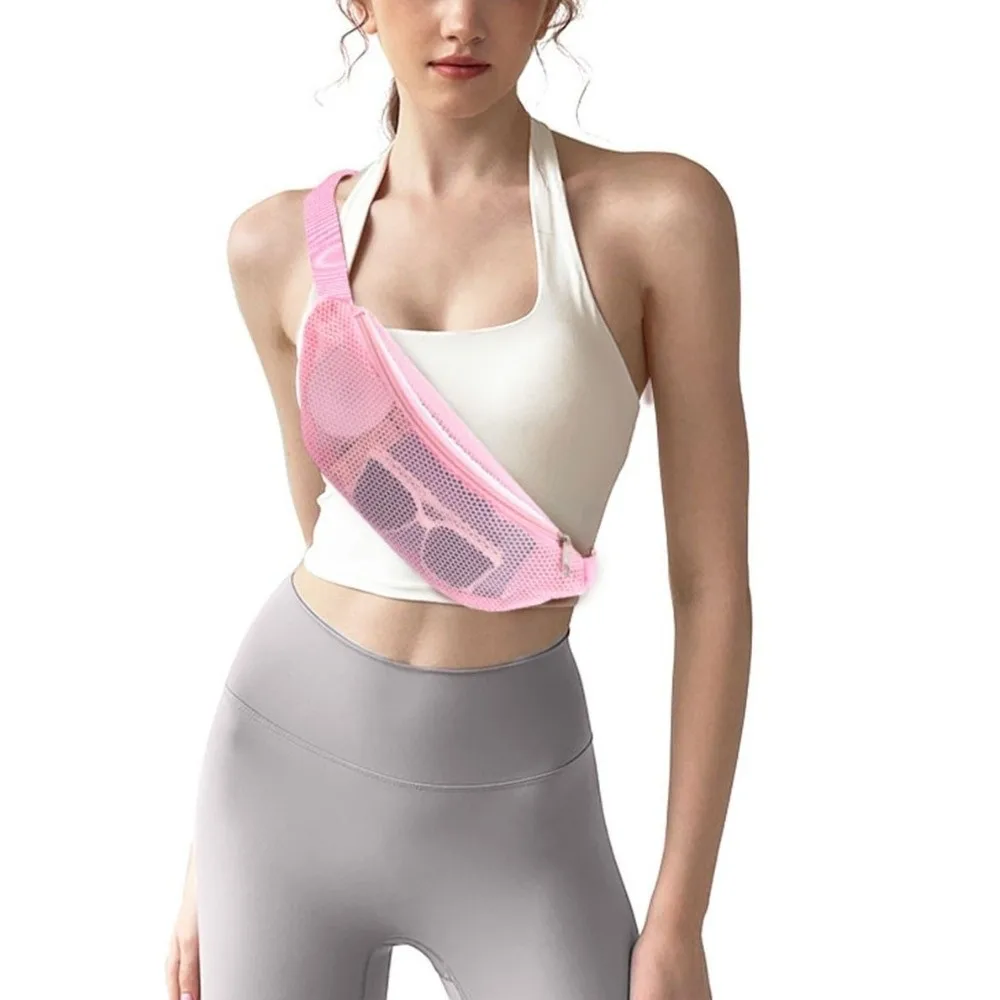 

Сумка-бананка на молнии из сетки с регулируемым ремнем, легкая, прозрачная, через плечо, из ПВХ, портативная, полая, для пляжа