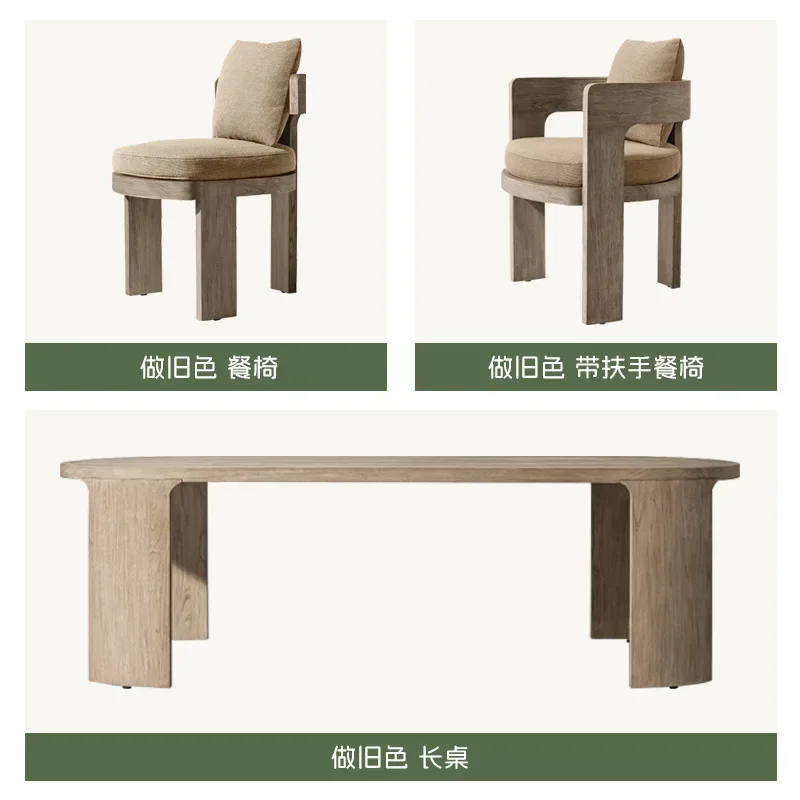 Factory Direct 2026 Villa Courtyard Outdoor Teak Dining Table and Chairs Hotel Open-air Outdoor Solid Wood Dining Table Garden O
