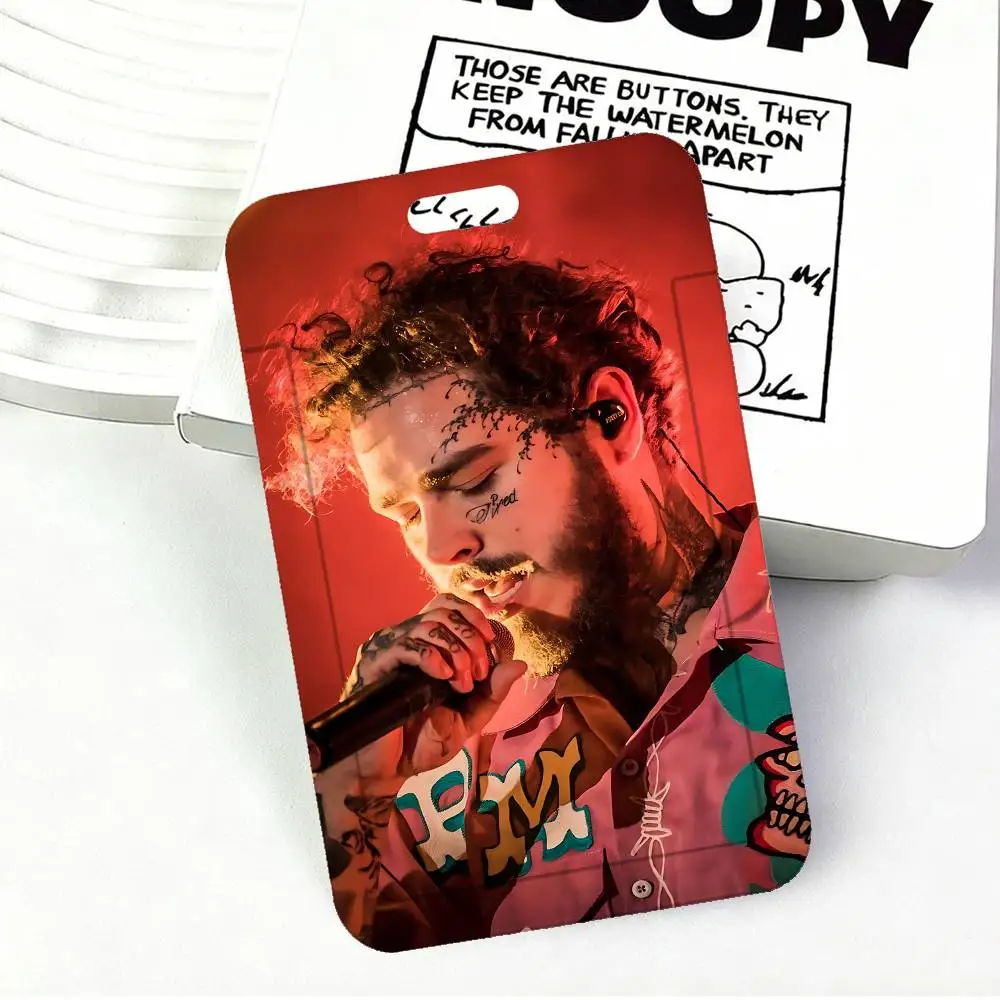 Singer P-Post M-Malone ID Holder With For Office School Name Card Credentials Case