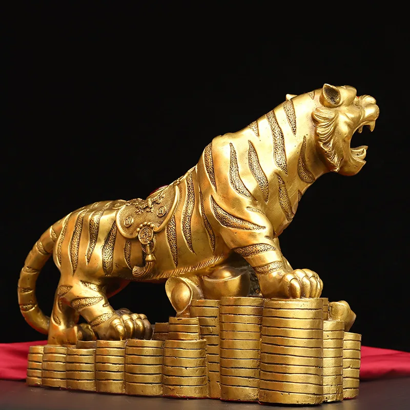 Guyunzhai Brass Decoration Money Ingot Chinese Zodiac Tiger Up The Mountain --Tora Shengwei Home Office Deco