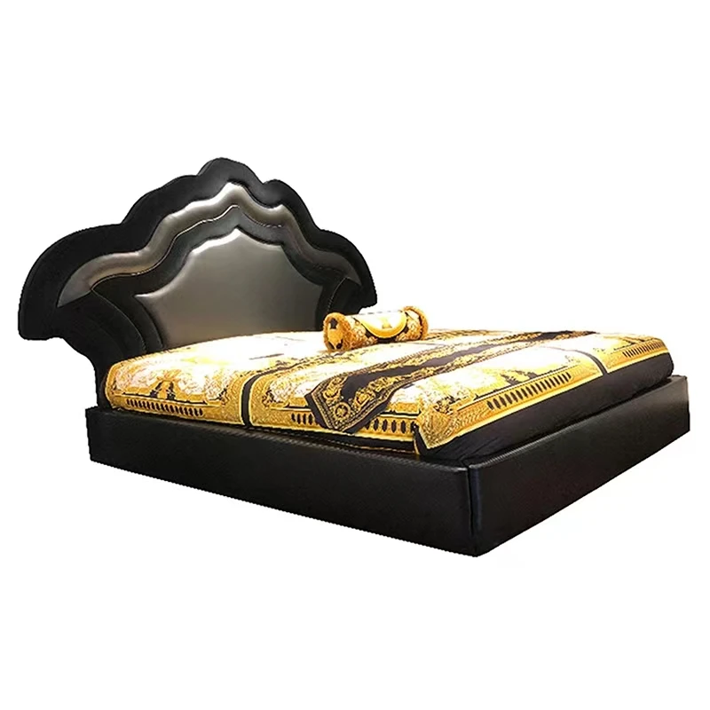 Bedroom Furniture Modern Luxury Microfiber Velvet King Bed