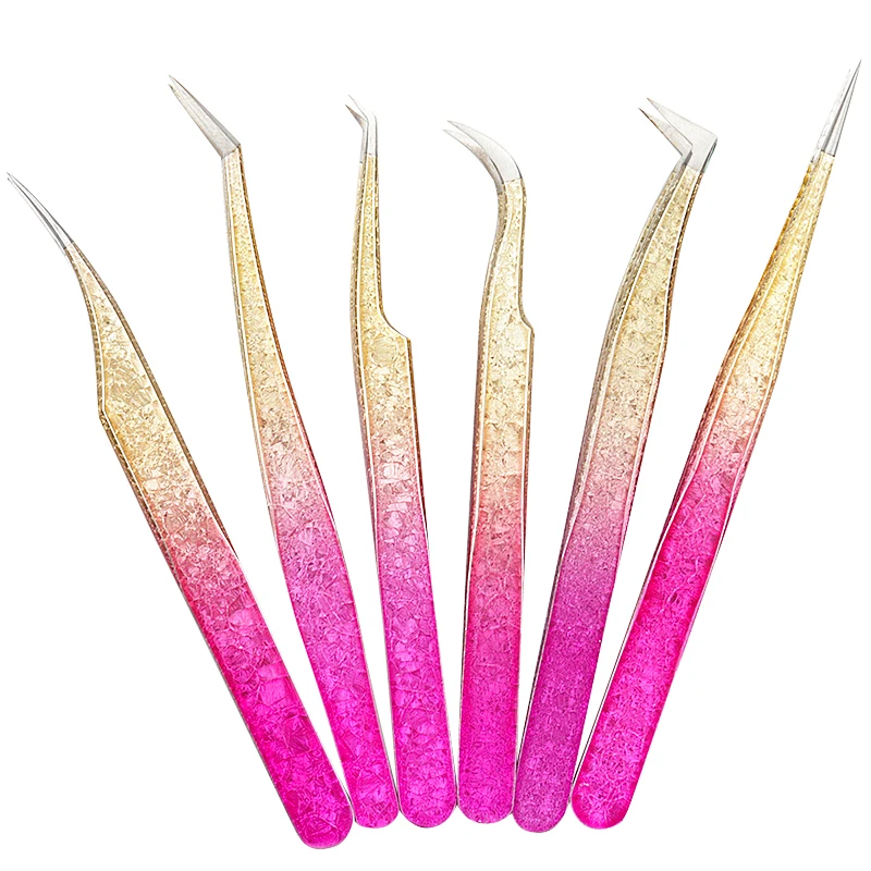 1pc Eyelash Tweezers Stainless Steel Accurate 3D Volume Fan Eyebrow Tweezer Non-magnetic Lash Extension Accessories Makeup Tools