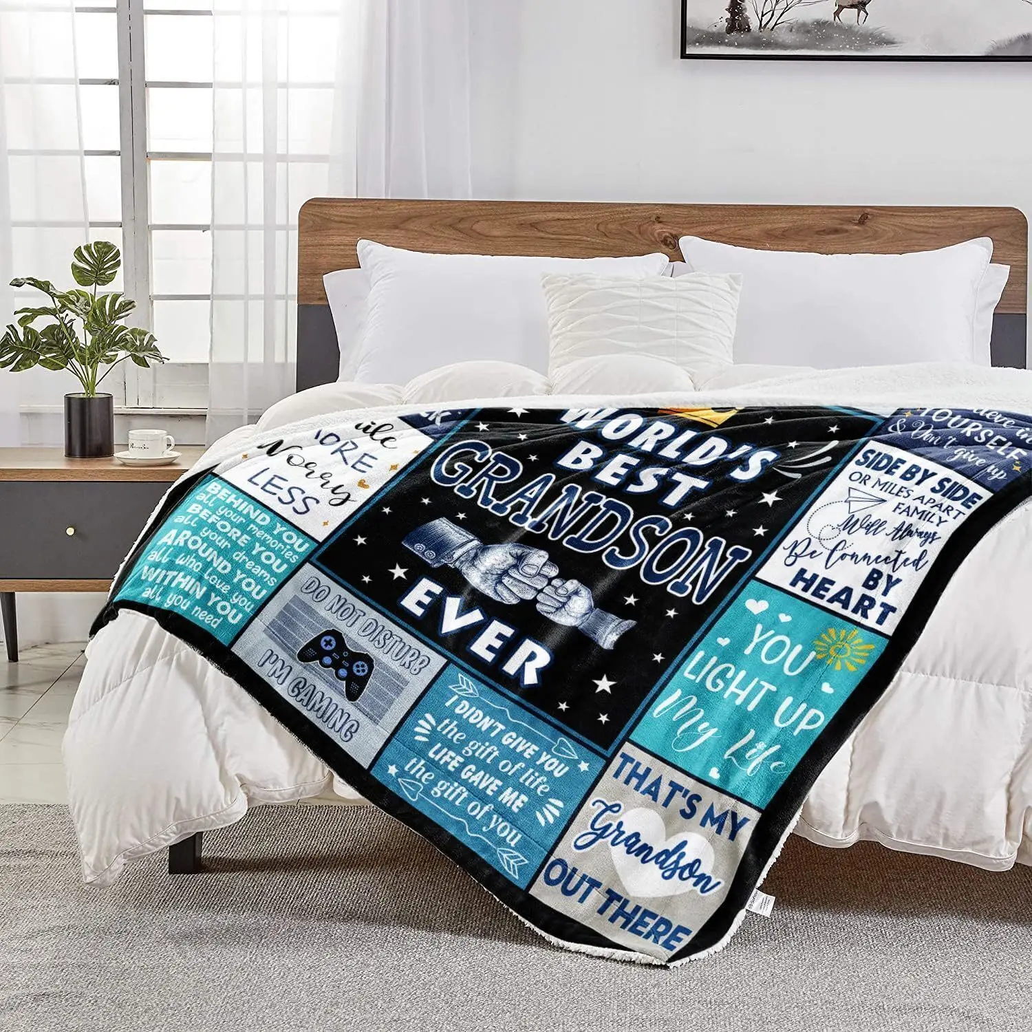 2024 New Fathers Day Grandson Blanket Gifts, Best Birthday Gifts for Grandson, Graduation Gifts for Grandson Blanket 50