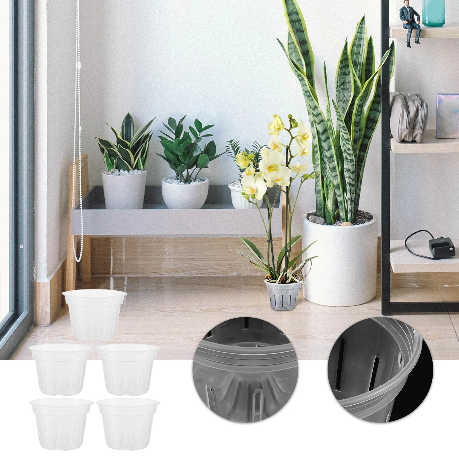 

5 Pcs Multifunction Planting Pot Floral Containers Pots Plastic Clear Nursery Flower Planter