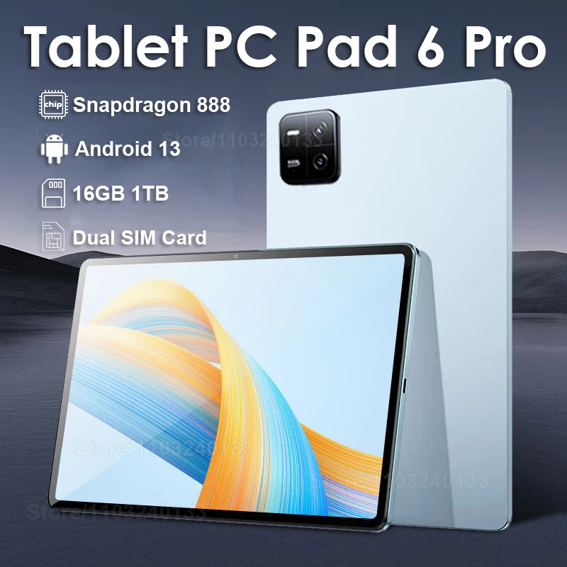 

2024 Global Version Original Pad 6 Pro Tablet Android 13 Snapdragon 888 16GB 1TB 5G Wifi Google Play Android Tablet PC Pad 6 Pro