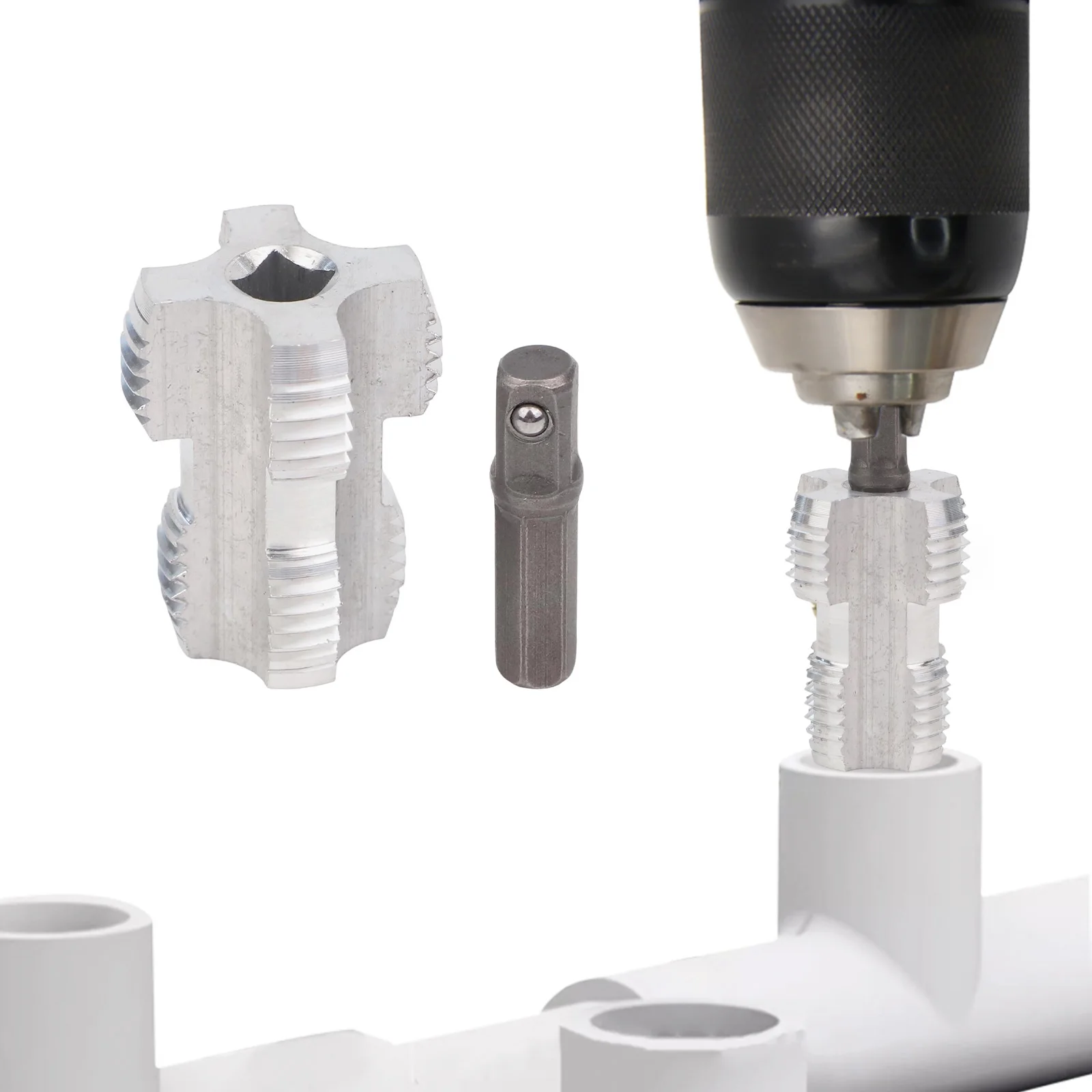 Water Pipe Inner Hole Drill Kit For 1/2inch 3/4inch Pipes Double Heads PRP Pipe Threader Plumbing Power Tools Spare Parts