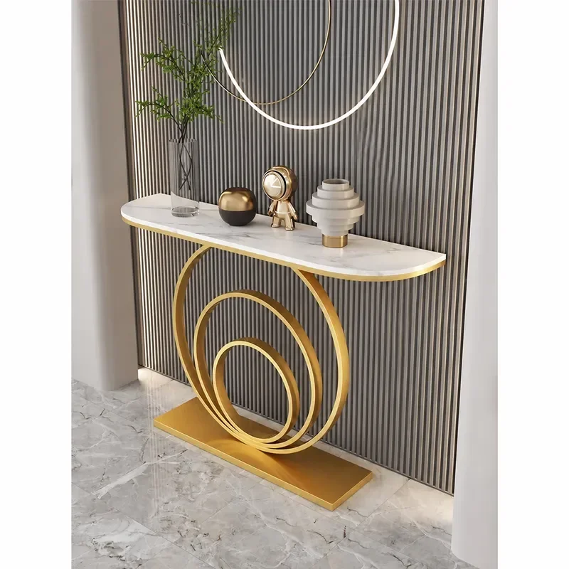 Creative Entrance Table Rock Slab Shelf Light Luxury Strip Case for Home Corridor Living Room New Chinese Style Console