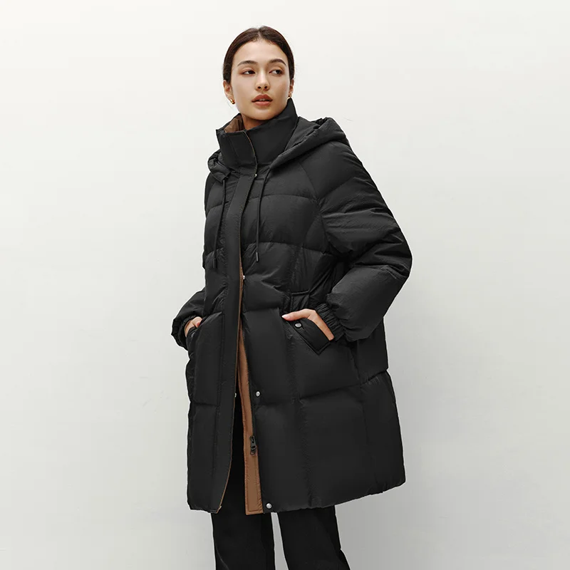 Semir Daunenjacke für Damen, lang, mit Kapuze, schwarzer Mantel, 2025, Winter, neue lockere Oberbekleidung, modischer Damen-Daunenmantel
