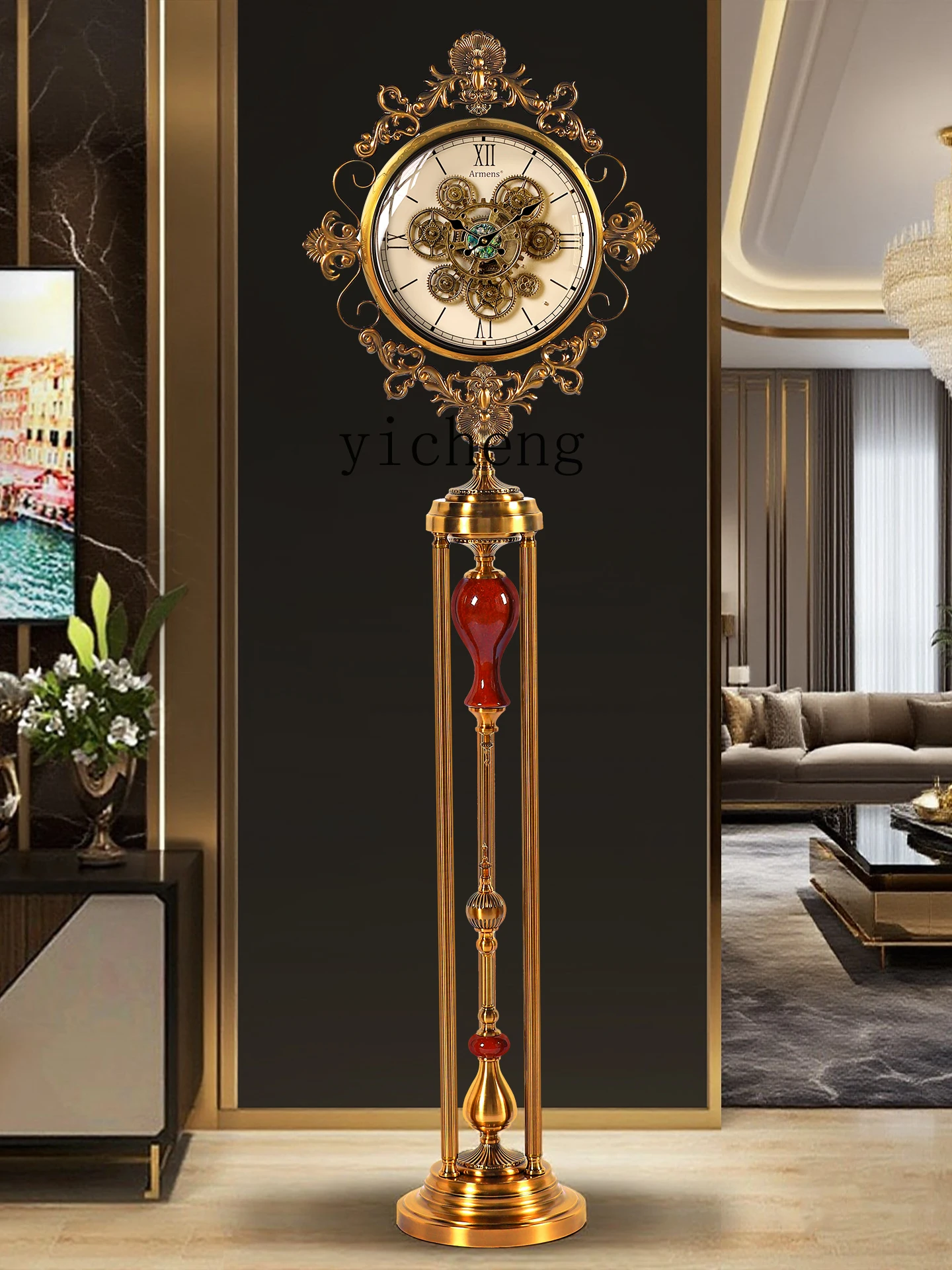 

TWR Floor Clock Living Room Light Luxury Decoration Large Pendulum Clock Standing Clock Ornament