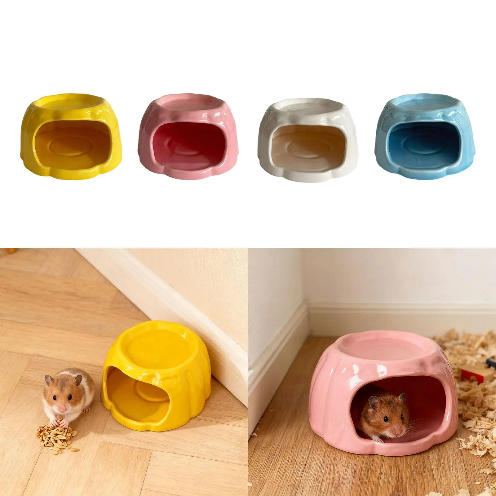 ceramic-hamster-cave-hideout-pudding-design-small-pet-house-with-feeding-bowl-for-cage-habitat-decoration-gift