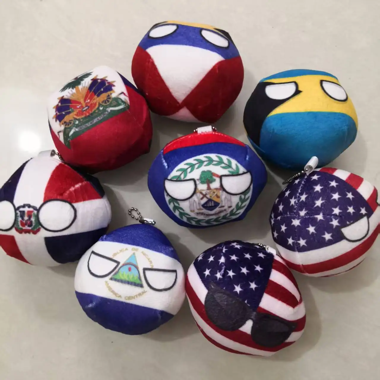 

Countryballs Plush Keychain Doll USA Canada America Jamaica Dominica Cuba Mexico Ball Polandball Stuffed Pendant Toy for Gift