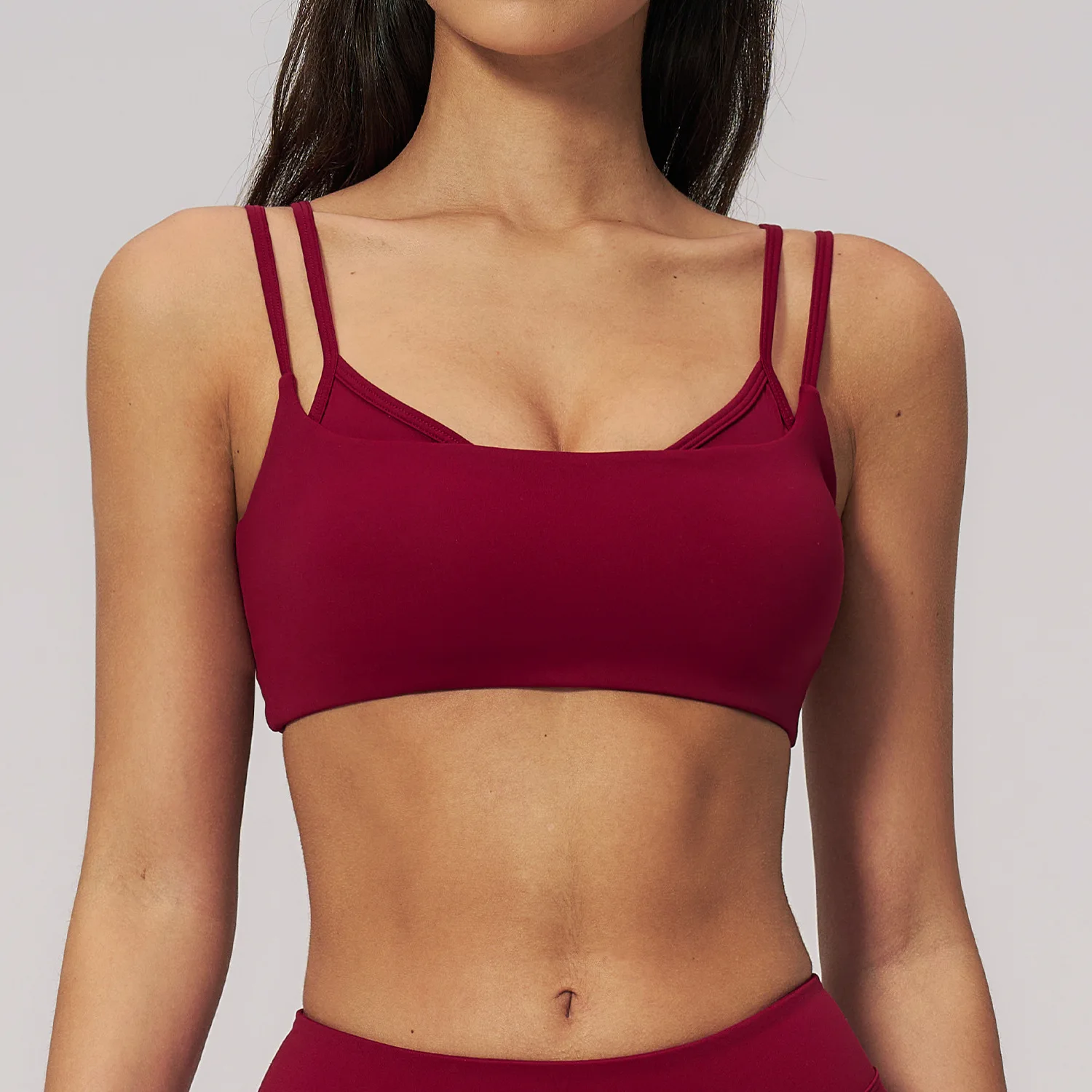 SHINBENE Double-belt Yoga Tank Top with Breast Pad and Thin Shoulder Strap Sports Bra for Fitness and Beauty of The Back.