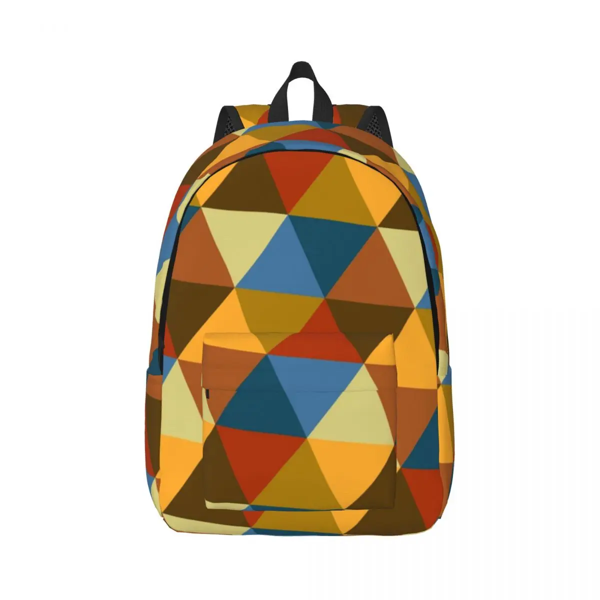 

70s Retro Abstract Geometric Triangles Backpack Multi-Compartment Lightweight Bag for School, Hiking, and Everyday Essentials