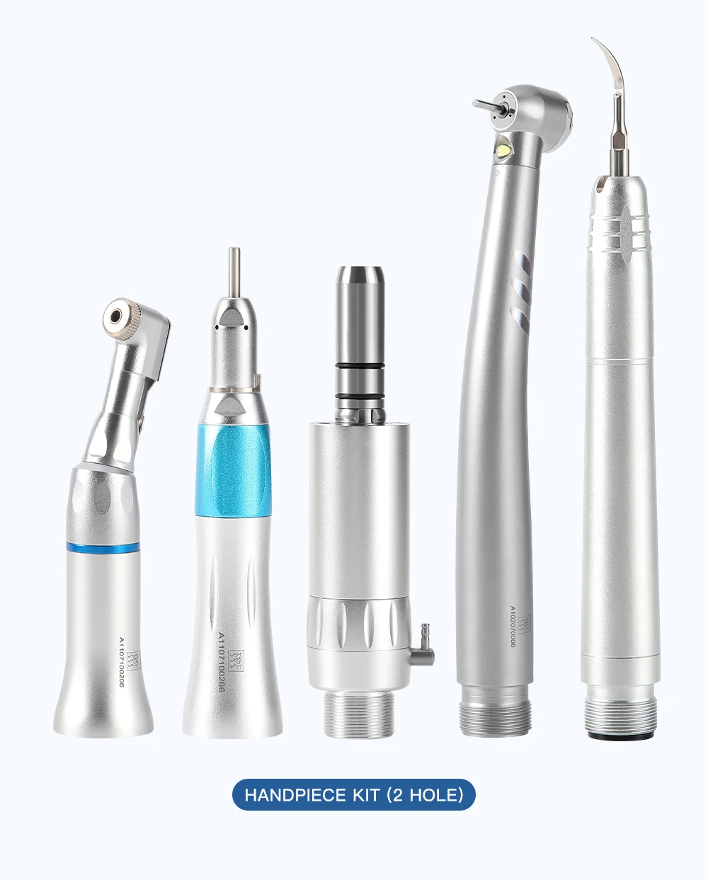 AZDENT Set Dental Hochgeschwindigkeits-Handstück LED Integrierter E-Generator Niedriggeschwindigkeits-Kit 2/4 Löcher Druckknopf Keramiklager Luftscaler – Detail 38