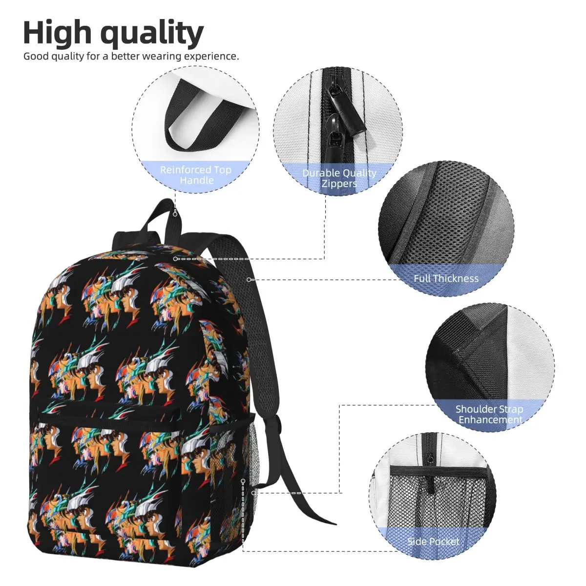 Knights Of The Zodiac Caballeros Del Zodiaco Bronze Saints Backpack Daypack Boys Girl BookBag School Bag Shoulder Bags Men Women