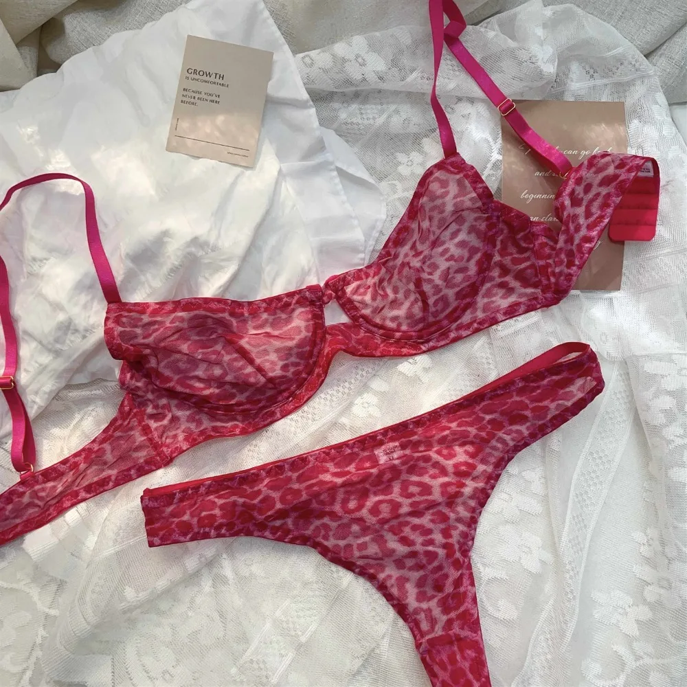 Women Leopard Mesh Ultra Thin Seamless Bra, Soft Underwire Anti Sag Brassiere, Elegant Summer Intimates for Small Bust, 32-38ABC