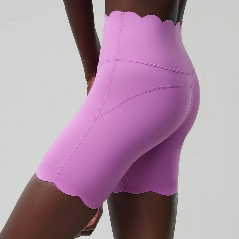 FUBEIKE Small Wave Yoga Shorts For Women High Waist Sports Fitness Quick-Dry Tight Gym Leggings Plus Size Five-Point Pants