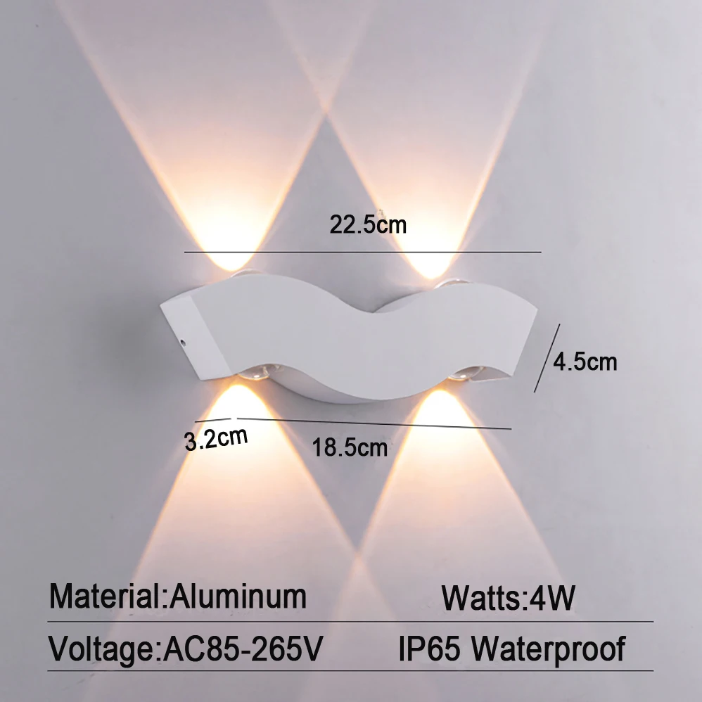 Applique Murale LED AC85-265V 4W Style Minimaliste Moderne Nordique IP65 Étanche Nik/ Extérieur Lampes avec 3 Ans de Garantie