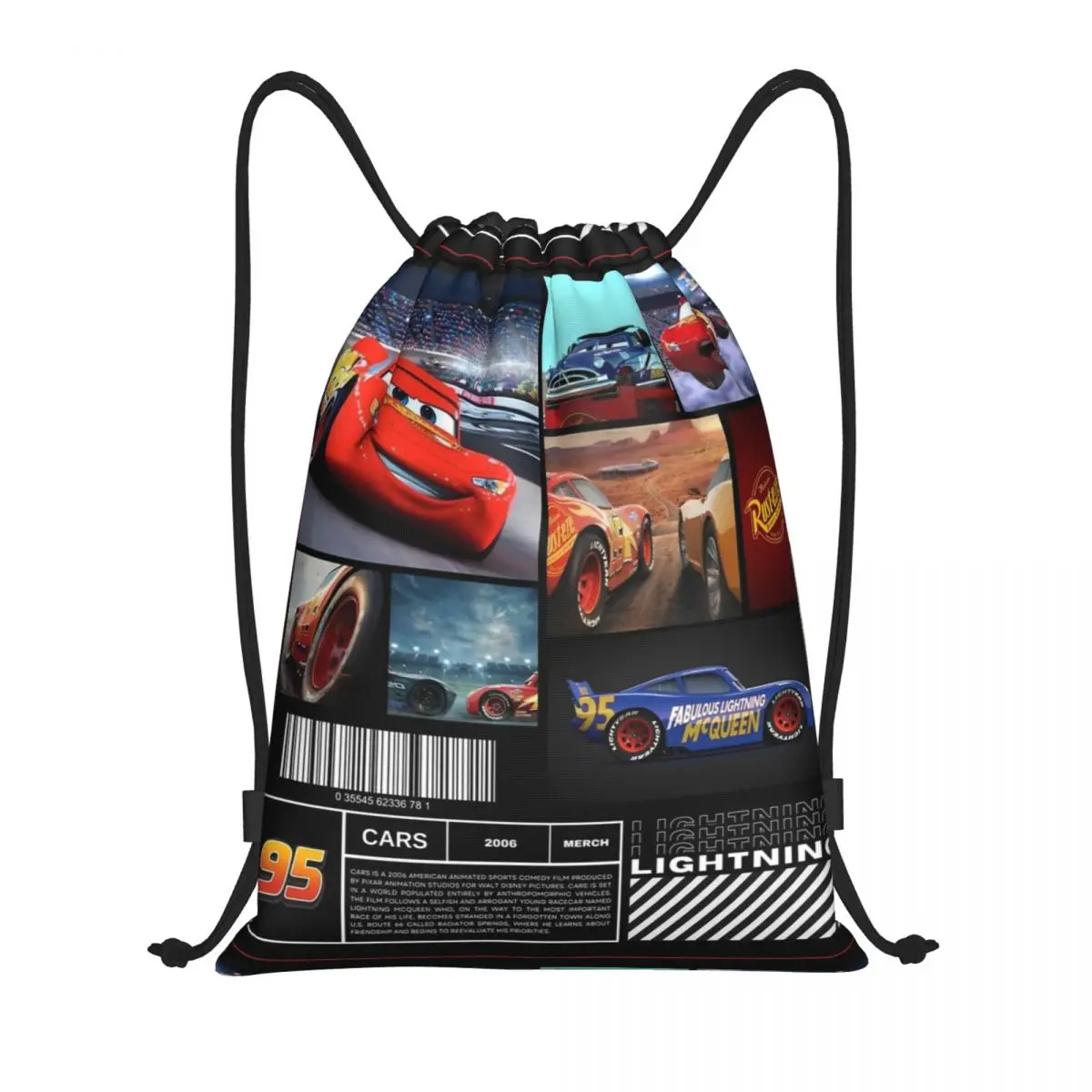 Cars The Lightning McQueen Drawstring Backpack Gym Sports Sackpack Water Resistant Kachow String Bags for Working Out