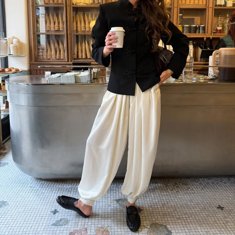

Talenza Women's Summer Pants Fashion Loose Casual High Waist Solid Pants New Fashion Commuting Streetwear Elegant Women Trousers