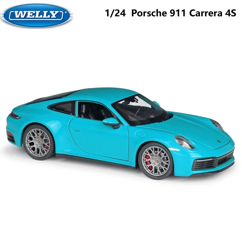 Porsche 911 Carrera 4S WELLY Diecast 1:24 Car Simulator Alloy Metal Model Car Sports Car For Childen Gift Collection Decoration