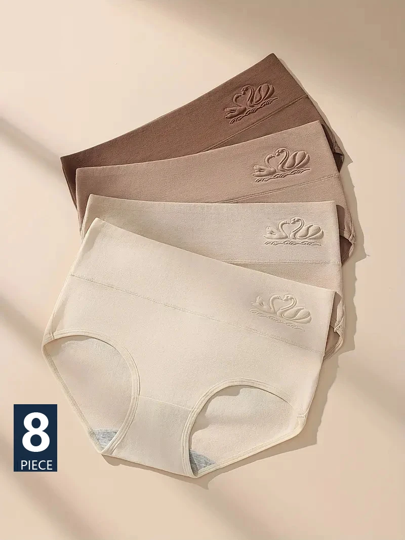 

8 шт./компл., женские трусики с высокой талией, формирователь тела, нижнее белье, дышащие хлопковые трусы, большие размеры, женские трусики, тонкие женские трусы