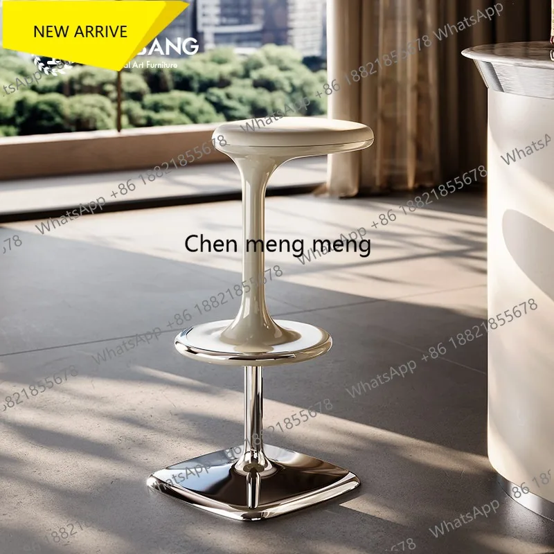 G153 Italian minimalist leather bar chair Modern minimalist bar high stool Hotel front desk FRP stool