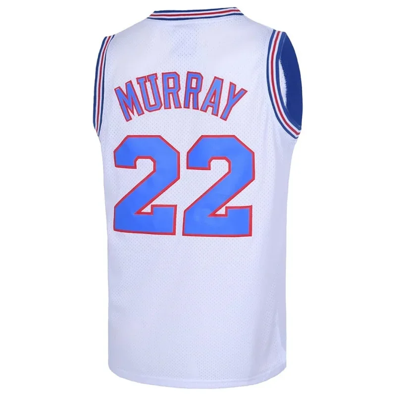 Movie Space Jam #22 MURRAY Cosplay Tune Squad Bunny Basketball Jersey Halloween Shirts for Party White/Black S-3XL