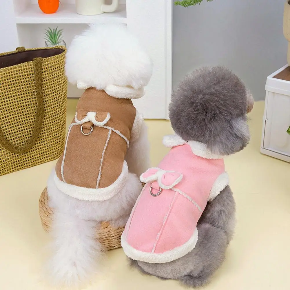 Winter Dog Coat Button Closing Pet Jacket with Traction Rope Buckle Pet Cotton Coat Small Medium Dogs Tractable Cotton Coat