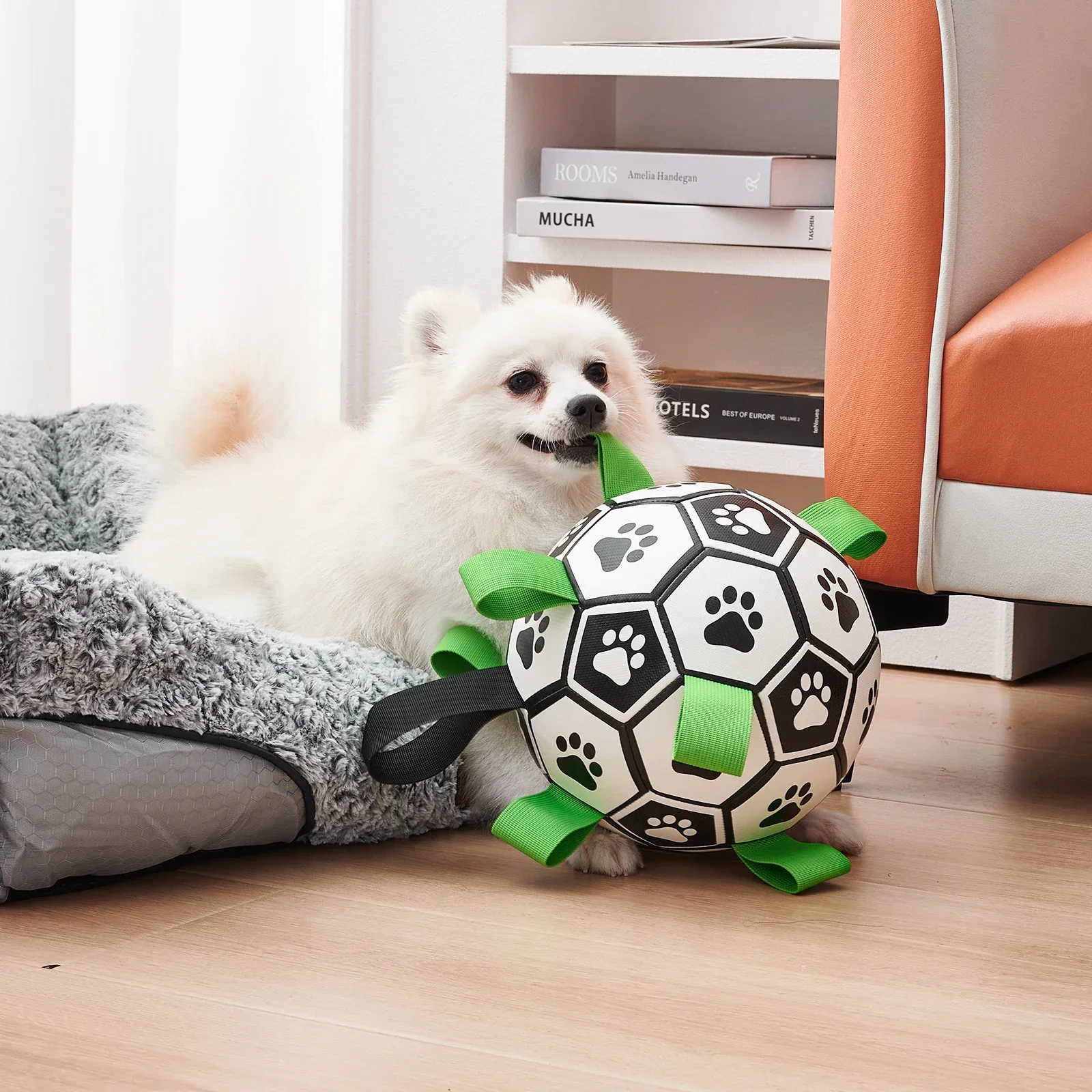 Dog Toys Soccer Ball with Straps Interactive Dog Toy for Tug of War Puppy Pet Toys for Large Dogs Chihuahua Dog Accessories