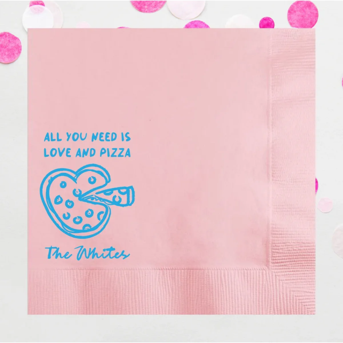 All You Need Is Love and Pizza Personalized Wedding Paper Napkins, Custom Pizza Party Cocktail, Pizza Bar Engagement, Rehearsal