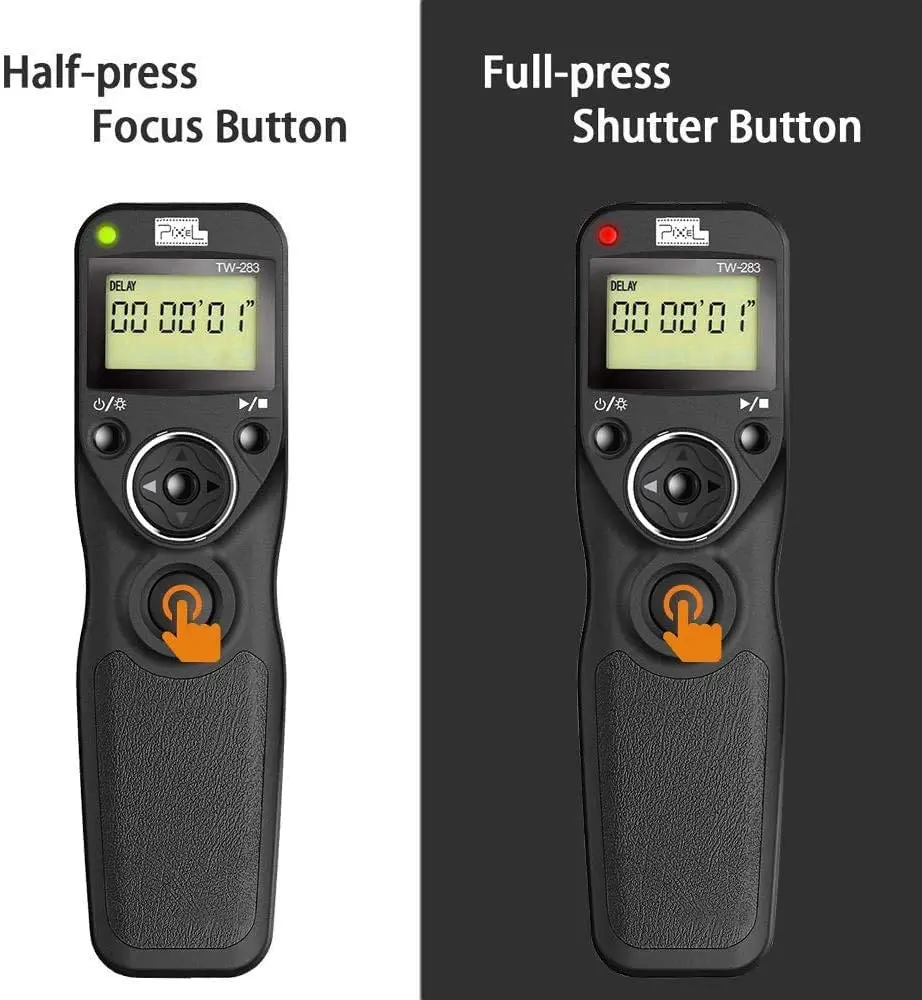 Pixel TW-283 Wireless Timer Remote Control Shutter Release（DC0 DC2 N3 E3 S2 90FJ）Cable For Canon Nikon Sony FUJITSU Camera