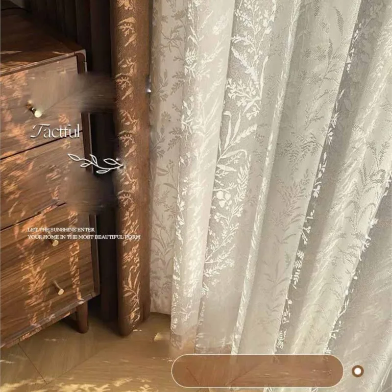 Adhesive Gauze Curtain French Hollow Style 2026 Balcony Living Room Atmosphere Translucent Cabinet Dustproof Gauze Curtain ZJ88
