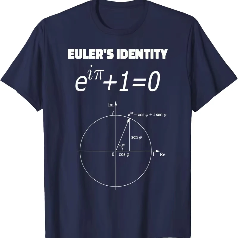 Euler's Oiler Identity Math Equation Complex Number Math Formula Graphic T-Shirt Casual Science Top for Mathematicians Physics