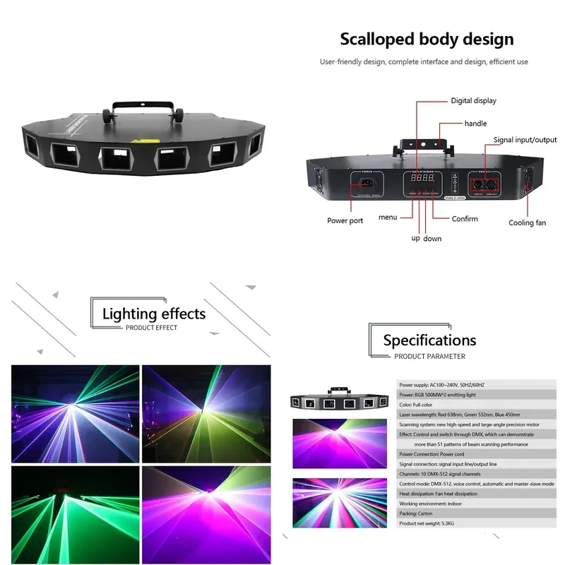 6 Eyes Full Color Light DMX Sector RGB Stage Scan Light For Party Disco Club Bar Stage Effects Lighting