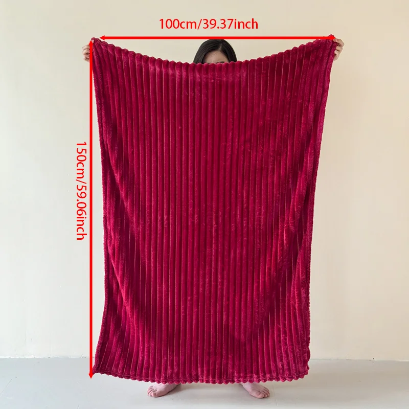 بطانية أنيقة منسوجة من الشيكات ، مريحة ودافئة لجميع الفصول ، فرو أرنب صناعي هيبوالرجينيك ، أحمر واحد #2
