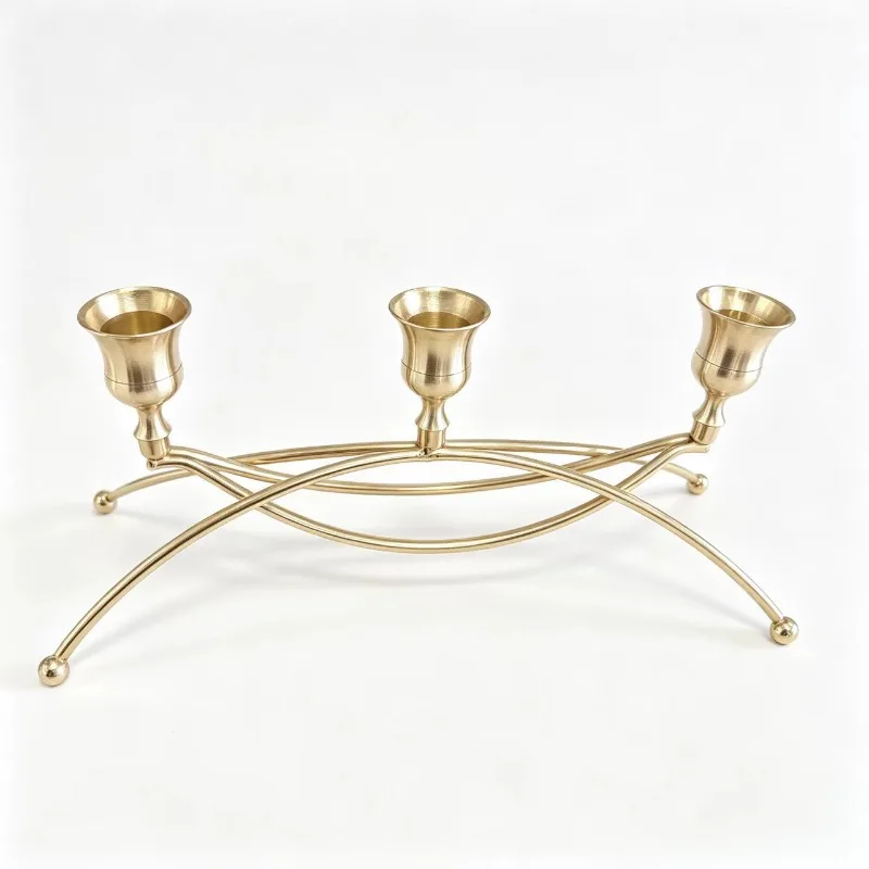 Iron Three Headed Arched Candle Stand Support Pole Candle Stand for Wedding Table Centerpiece, Party Dining Table, Mantel Decor