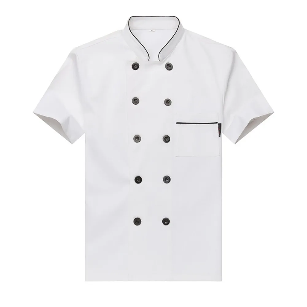 Modern Hotel Uniform White Chef Jacket Buttons Restaurant Kitchen Staff Shirt Waiter Suit Chef Workwear Chef Jacket