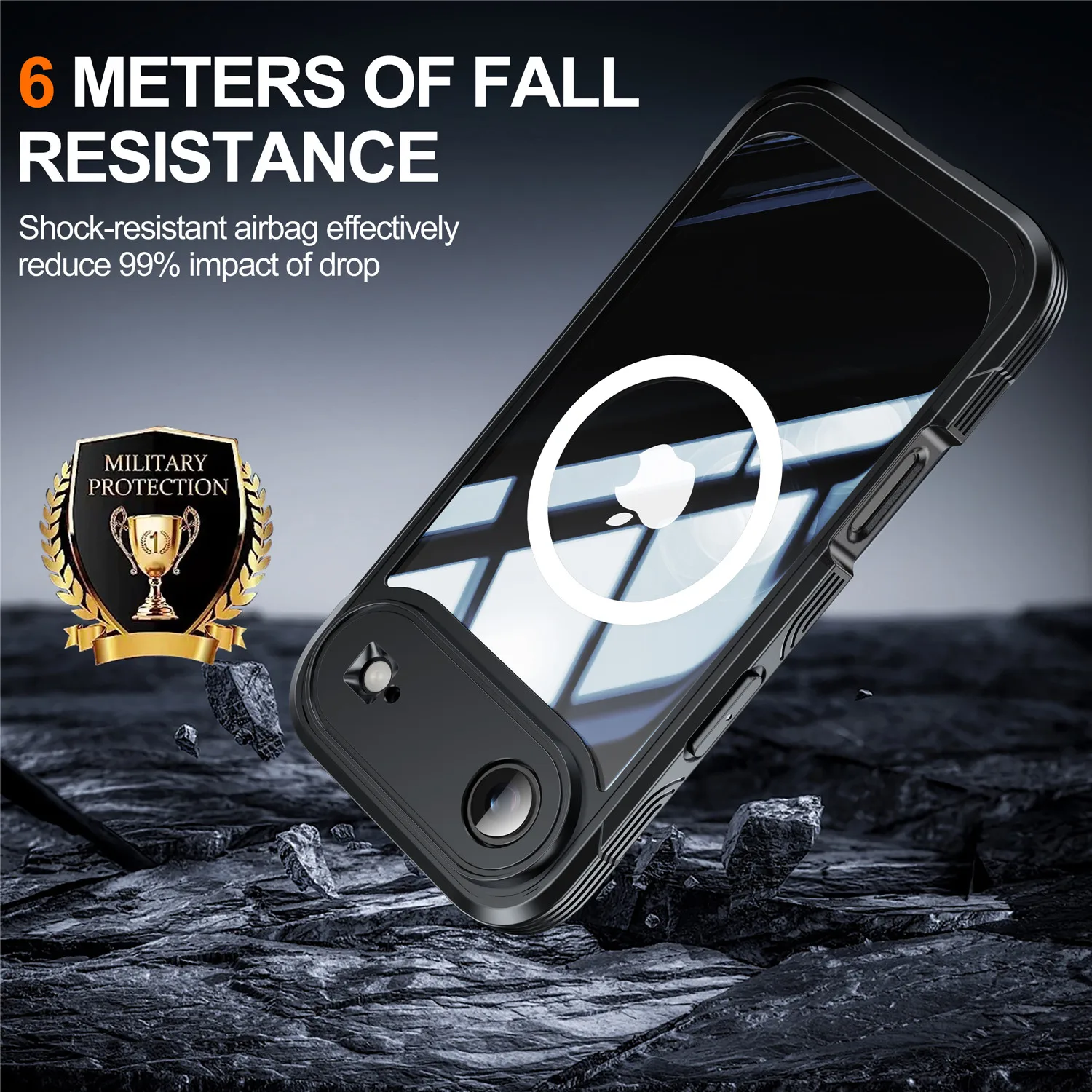 حافظة حماية كاملة 360 لهاتف آيفون 17 Air 17 Pro Max 16e 16 15 Pro شاشة من الزجاج المقسى حماية شحن لاسلكي لـ Magsafe