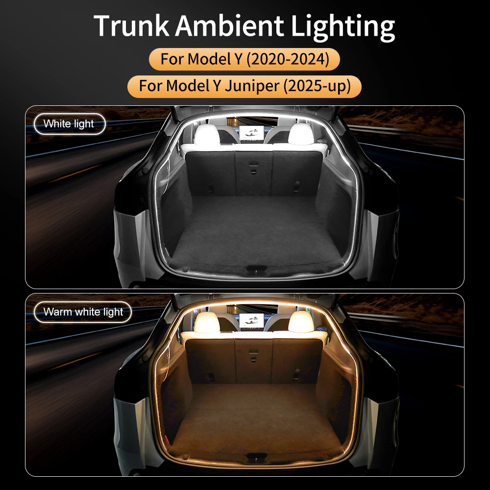 Dynamic Flowing Rear Trunk Light for Tesla Model Y Juniper 2025 2024 2023-2020 Magnetic Induction Switch LED Strip Accessories