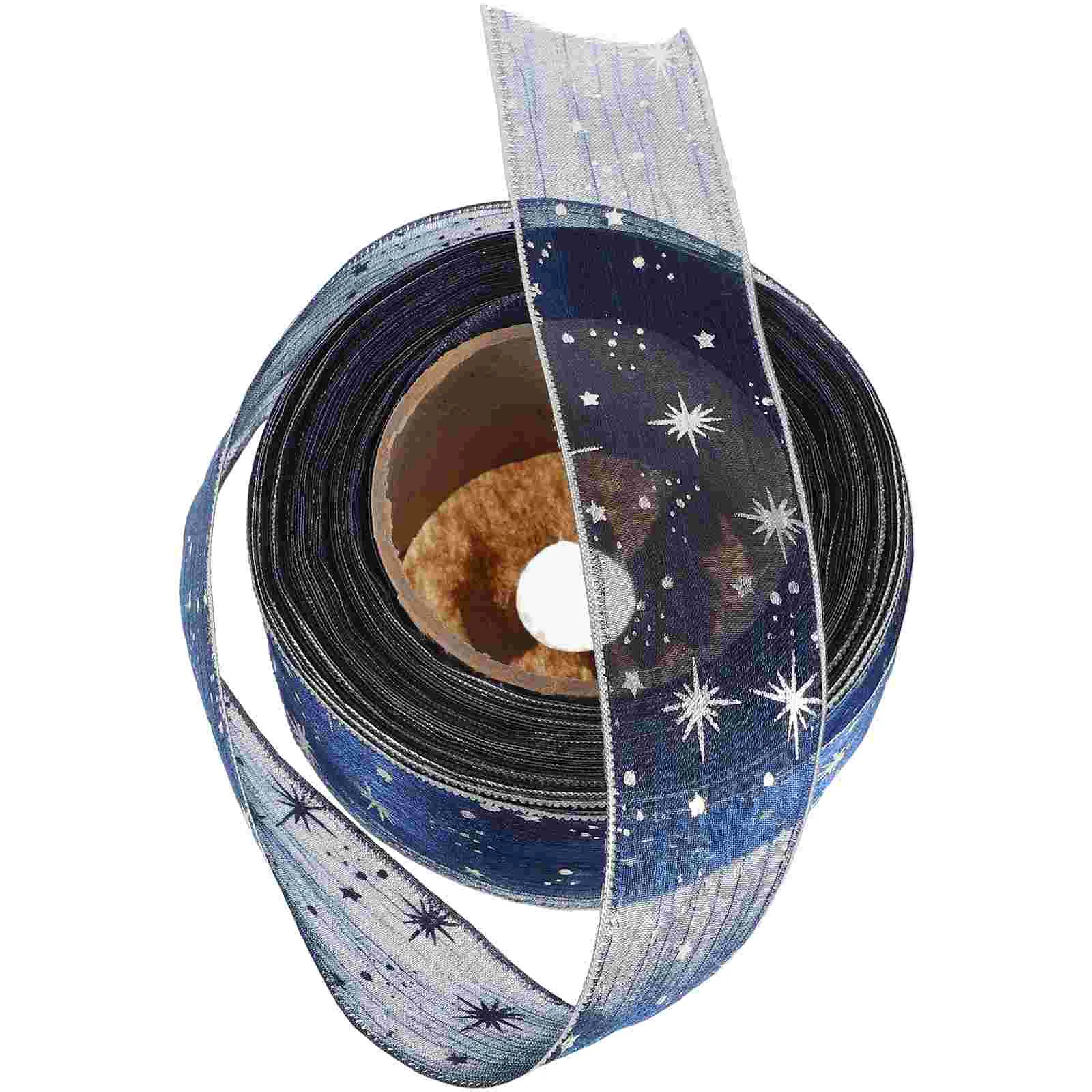 Luxurious 4cm Star Silver Foil Deep Chiffon Ribbon for Crafts Decorations Gift Packaging 180000x400x010CM